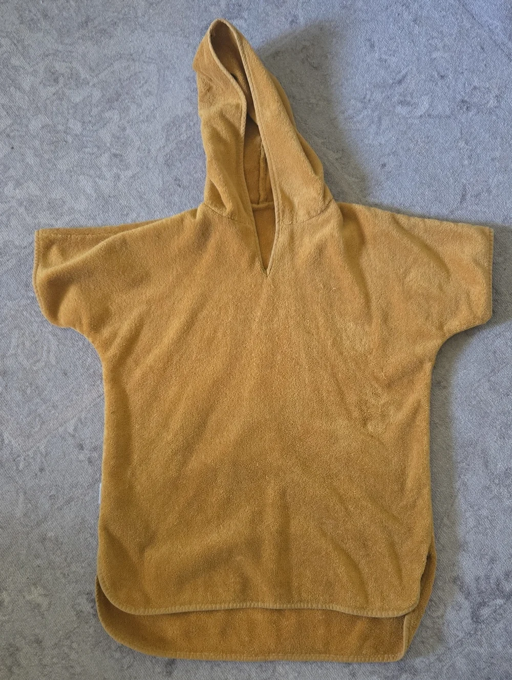 Kids Terry Hooded Organic Cotton Swim Coverup in Mustard
